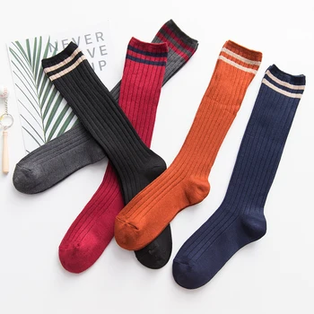 Kadın Çorap İlkbahar Yaz Sonbahar Orta Tüp Buzağı Çorap İki Bar Kolej Tarzı Rahat Moda Kawaii Pamuk Dört Mevsim Çorap