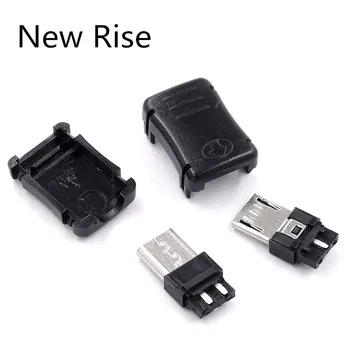 20 Adet DIY mikro USB 5P MK5 Pin T Bağlantı Noktası Erkek Fiş soketli konnektör Kiti Siyah Plastik Kapak DIY için