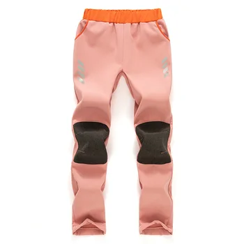 Marka Okul Çocuk Kız yürüyüş pantolonu Sıcaklık Polar Yastıklı Kontrast Su Geçirmez Nefes Erkek Pantolon çocuk kıyafetleri 4-16 Yıl