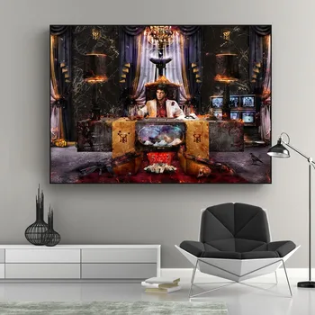 Dünya Senindir Tuval Boyama Scarface Tony Montana Poster Baskı Asılı Boyama Ev Dekor Duvar Sanatı Modern Duvar Frameles