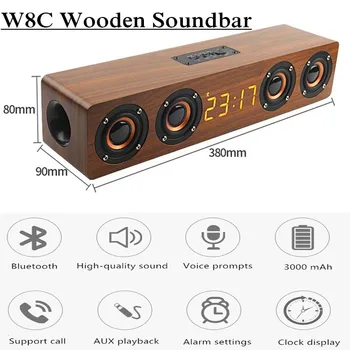 Bluetooth hoparlör 4 Hoparlörler TV Soundbar Woofer Ses Sütun Subwoofer LED saat göstergesi FM Radyo Akustik Sistemi Bom Kutusu