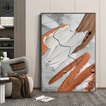 Modern Soyut Turuncu Boya Doku Tuval dekoratif tablolar Oturma Odası Yatak Odası İçin Posterler Ve Baskılar Duvar Resmi Ev Dekor