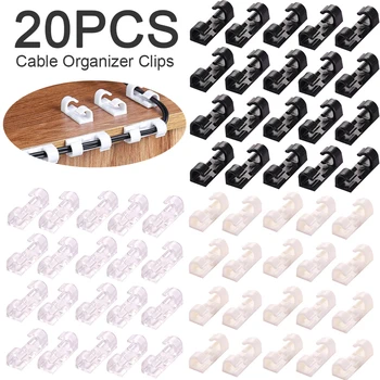 20 adet kablo düzenleyici Klipleri Kordon Yönetimi Kendinden Yapışkanlı USB kablosu Yöneticisi Sabit Kelepçe Tel Sarıcı Damla Tel Tutucu