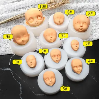 El yapımı Araçları Şeker Pişirme Kil Kafa Sculpey Bebek Modifikasyon Aksesuarları 3D Yüz Kalıp Bebek Yüz Silikon Kalıplar