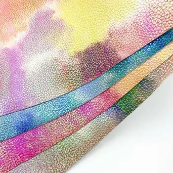 4 ADET Renkli Kravat boya Vinil PU Deri Dikiş Kumaş Parlak Su Geçirmez DIY Zanaat Saç Yay HEDİYE Küpe El Yapımı Dekor Paketi