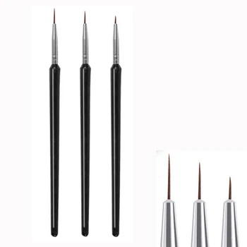 3 Adet / takım Siyah akrilik tutamak Tırnak Sanat Oyma Kalem Süsleyen Aracı Kiti Profesyonel cetvel kalemi oje Boyama Çizgi Fırça