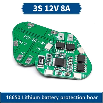 3S 12V 18650 Lityum Pil koruma levhası 11.1 V 12.6 V aşırı şarj aşırı deşarj koruması 8A 3 Hücre Paketi Li-ion BMS PCM PCB