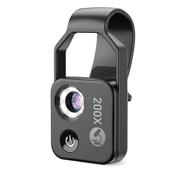 200X cep telefonu Mikroskop Aksesuar İle CPL Lens, taşınabilir Mini Dijital Mikroskop İle led ışık / Evrensel Klip