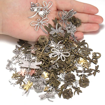 50g 100g Karışık Dragonfly Metal Charms Kolye Vintage Antik Bronz gümüş Bilezikler Kolye DIY Takı Yapımı için El