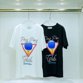 Yüksek Kaliteli Kazablanka Tee 2023 Yeni Mektup Baskı T Shirt Yaz Çift Baskı Kazablanka Ekip Boyun Erkek T Shirt