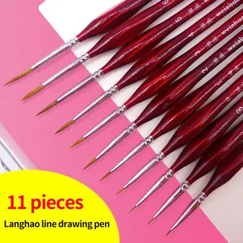 11 Adet Akrilik Tırnak Fırçası Oyma UV Jel Oje Uzatma Hatları Astar Boyama Fırçaları cetvel kalemi Manikür Tırnak Sanat Araçları