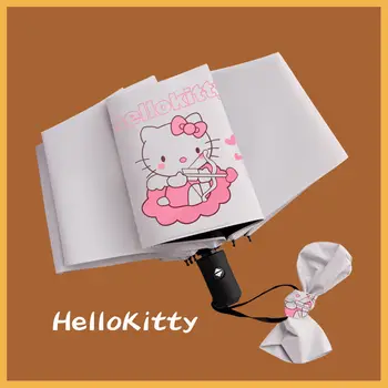 Kawaii Sanrio Hello Kitty Cinnamoroll Kuromi Karikatür Tam Otomatik Şemsiye güneş şemsiyesi Sevimli Güneş Koruyucu Yağmur Geçirmez Şemsiye Gi