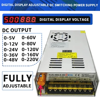 480 W Ayarlanabilir Anahtarlama güç kaynağı ile dijital ekran güç kaynağı için LED DC 12 V 5 V 24 V 36 V 48 V 60 V 80 V 120 V 160 v 220 V
