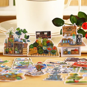 15 ADET küçük yeşil bitkiler Çıkartmalar El Sanatları Ve Scrapbooking çıkartmaları çocuk oyuncakları kitap Dekoratif sticker DIY Kırtasiye