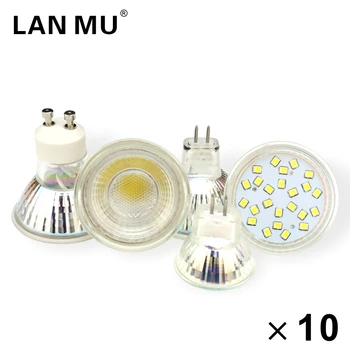 10 adet / grup Cam MR16 GU10 GU5.3 3W 5W LED Ampul 12V 220V Bombillas LED COB Lamba Spot Lampara LED Spot ışık 24/120 derece