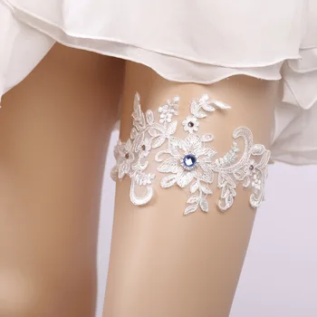 Düğün Jartiyer Beyaz Nakış Taklidi Çiçek Seksi Jartiyer Kadın / Kadın / Gelin Uyluk Yüzük Gelin Dantel Bacak Halka Döngü