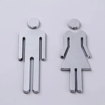 1 ADET paslanmaz çelik tuvalet banyo kapısı İşareti Erkek ve Kadın Kapı İsim Plakası Figürleri DIY Otel Merkezi Tuvalet Duvar Dekorasyon Malzemeleri