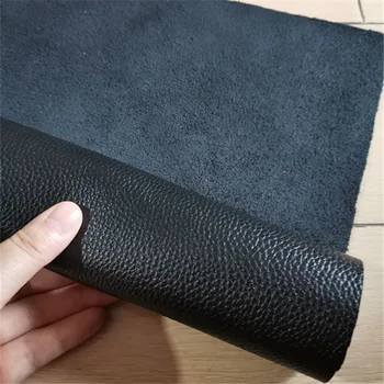 780 Litchi Desen Siyah Tüm Üst Katman İnek Derisi Hakiki Deri Yumuşak çanta kemeri Kenar Bavul Dıy El Yapımı Deri Kumaş