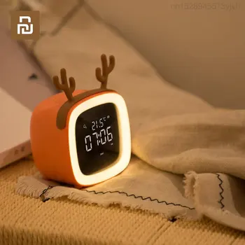 Xiaomi Youpin Yaratıcı Termometre ile LED Gece Lambası başucu çalar saati Yatak Odası Hediye USB Şarj Edilebilir Dijital Saatler Uyandırma