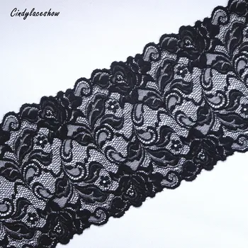 2 Metre 17 cm Genişlik Siyah Naylon Elastik Dantel Trimler Giyim Aksesuarları Dikiş Dantel Aplikler Streç Fransız Net Dantel Kumaşlar