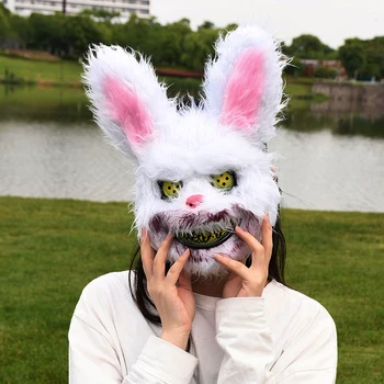 Cadılar bayramı Peluş Kanlı Katil Tavşan Ayı Korku Maskesi Korkunç golf sopası kılıfı Cadılar Bayramı Partisi Dekorasyon Karnaval Kostüm Başlık Prop