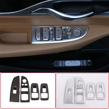 BMW 7 Serisi için G11 G12 730li 740li 2016-2017 Araba Aksesuarları ABS Karbon Fiber Pencere Kaldırma Anahtarı Düğmesi krom çerçeve Trim