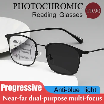 Akıllı Fotokromik okuma gözlüğü Uzak Ve Yakın Çift kullanımlı Çok Odaklı Bilgisayar Gözlükleri İlerici Anti-mavi Işın Hipermetrop Gözlük