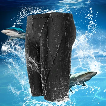Yeni Köpekbalığı Cilt Su Erkek Yaz Profesyonel erkek mayoları Katı Siyah Boksörler-şort Mayo Pantolon Yarış Külot L-5XL Artı