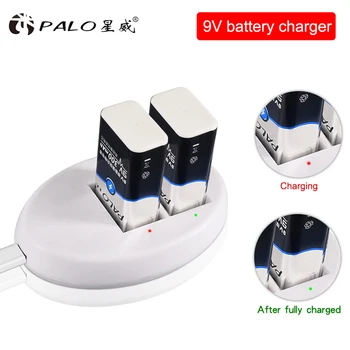 PALO Çift Yuvası AA AAA 9V 6F22 pil şarj cihazı USB şarj aleti Akıllı LED Ekran AA AA 9V Lityum NİMH Şarj Edilebilir Piller