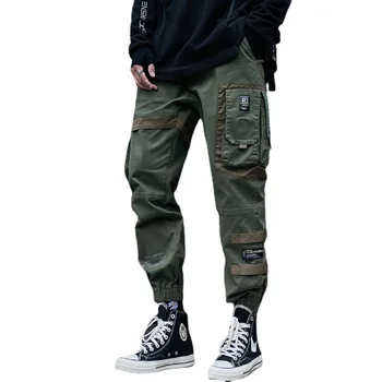 Hip Hop Kargo pantolon Erkekler Moda Harajuku Siyah Harem Pantolon Streetwear Joggers Sweatpant Çok Cep Rahat Erkek Pantolon