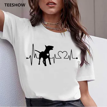 Bull Terrier Rottweiler Moda T Shirt Kadın Beagle Sınır Collie Malinois baskılı tişört Sevimli Whippet Greyhound Tshirt Kadın