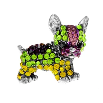CINDY XIANG Rhinestone Köpek Broş Kadınlar İçin Moda Hayvan Pin Küçük Sevimli Canlı Köpek Takı