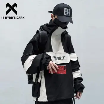 11 BYBB'S KOYU Patchwork Hip Hop Streetwear Hoodies Erkekler 2020 Renk Bloğu Çok Cepler Harajuku Japon Kapşonlu Ceketler Mont