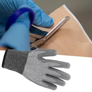 1 Çift Pratik İş Eldivenleri Polyester Eldiven Parmak Takviyeli Örgü Faydalı Anti-kesme Eldiven Rahat