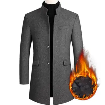Winter Men Woolen Jacket Coat Mid-Long Trench Coat Classic Thickening Jacket for men chaquetas hombre куртка зимняя мужская