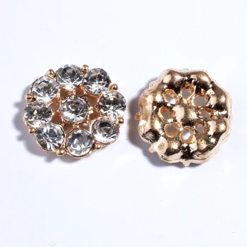 10 ADET 19MM Yeni Altın Kristal Düğmeler Ev Dekorasyon İçin Rhinestone Düğmeler Düğün Davetiyesi İçin