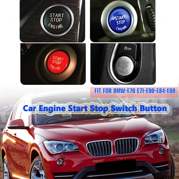 Araba Motor Çalıştırma Durdurma Anahtarı Düğmesi Kapağı Değiştirin Siyah Kırmızı Mavi Gümüş Trim Fit BMW E70 E71 E84 E90 E60 Araba Aksesuarları