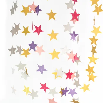 Renkli yıldız asmak için bayrak doğum günü partisi parti arka plan düzeni dekorasyon beş köşeli yıldız çekme bayrak afiş toptan