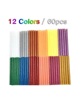 60 ADET 12 Renk Sıcak Eriyik Tutkal Çubukları 7mm Yapıştırıcı Çeşitli Glitter Tutkal Çubukları İçin Profesyonel Elektrikli Tutkal Tabancası El Sanatları Tamir