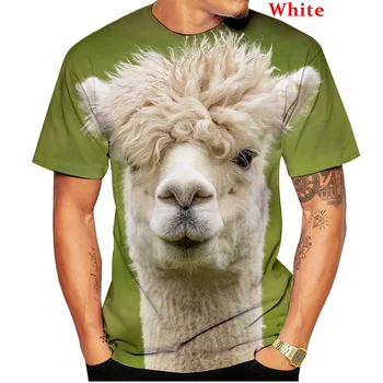 Yeni moda rahat erkek t shirt sevimli hayvan Alpaka 3D baskılı kısa kollu t-shirt