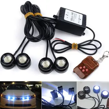 Flaş Stroboscope flaş araba ışık meclisi kartal göz LED gündüz farları kablosuz uzaktan su geçirmez DRL araba uyarı ışığı