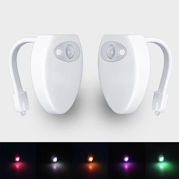 Tuvalet Gece Lambası PIR hareket tuvalet sensörü ışıkları LED tuvalet gece Lambası 8 Renk USB şarj edilebilir Banyo tuvalet