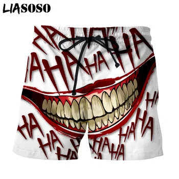LIASOSO Yaratıcı Yüz Joker Haha erkek Şort Plaj Rahat Şort Sokak Boardshorts Pantolon boxer Baggy Şort 3D Baskı Sandıklar