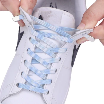 8 Renk Trendi Kravat boya Colorway Hiçbir Kravat Ayakabı Elastik Sneaker Ayakkabı Bağcıkları Açık Eğlence Düz Ayakkabı Bağı Çocuklar Yetişkin Hızlı Bağcıkları