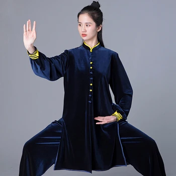 Kış Kalın Tai Chi Elbise Kadın Wushu Elbise Kung Fu kadife Rekabet Elbise Dövüş sanatı Üniforma Kırışıklık Ücretsiz 2022