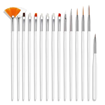 Yüksek Kalite 15 ADET/takım Akrilik Nail Art Fırçalar Tasarım Boyama Süsleyen Kalemler Araçları Kitleri Setleri Güzellik Salonu