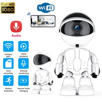 1080P Robot Kamera 360° IP Güvenlik Kamera APP WiFi Kablosuz gözetim kameraları Gece Görüş Otomatik Takip Kamera bebek izleme monitörü