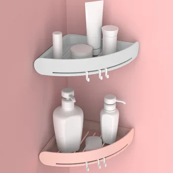 Banyo Duş ve yıkama rafı Emme Duvarsız Delme Tuvalet Köşe Plastik Saklama Sepeti Banyo Aksesuarları