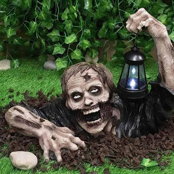 Yaratıcı fener zombi terör cadılar bayramı korku açık ışık dekor bahçe dekorasyon zombi heykeli fener zombi Yard için