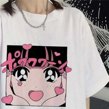 Erkek T Shirt Büyük Boy Kore Karikatür İkinci Eleman Kız Anime Baskı Kısa kollu Tee Gömlek yaz giysileri Gevşek Y2k Tops